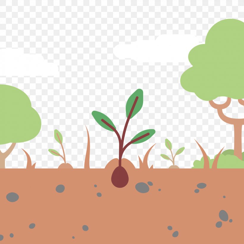 Earth Soil Euclidean Vector, PNG, 2100x2100px, Earth, Cartoon, Flat Design, Flower, Grass Download Free