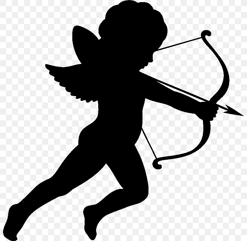 Cupid Royalty-free Silhouette Clip Art, PNG, 800x800px, Cupid, Arm, Art, Black, Black And White Download Free