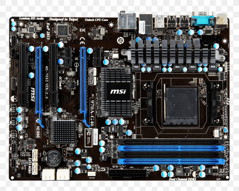 MSI 970A-G46 Socket AM3+ Motherboard Micro-Star International, PNG, 1024x819px, Msi 970ag46, Amd Fx, Atx, Central Processing Unit, Computer Download Free