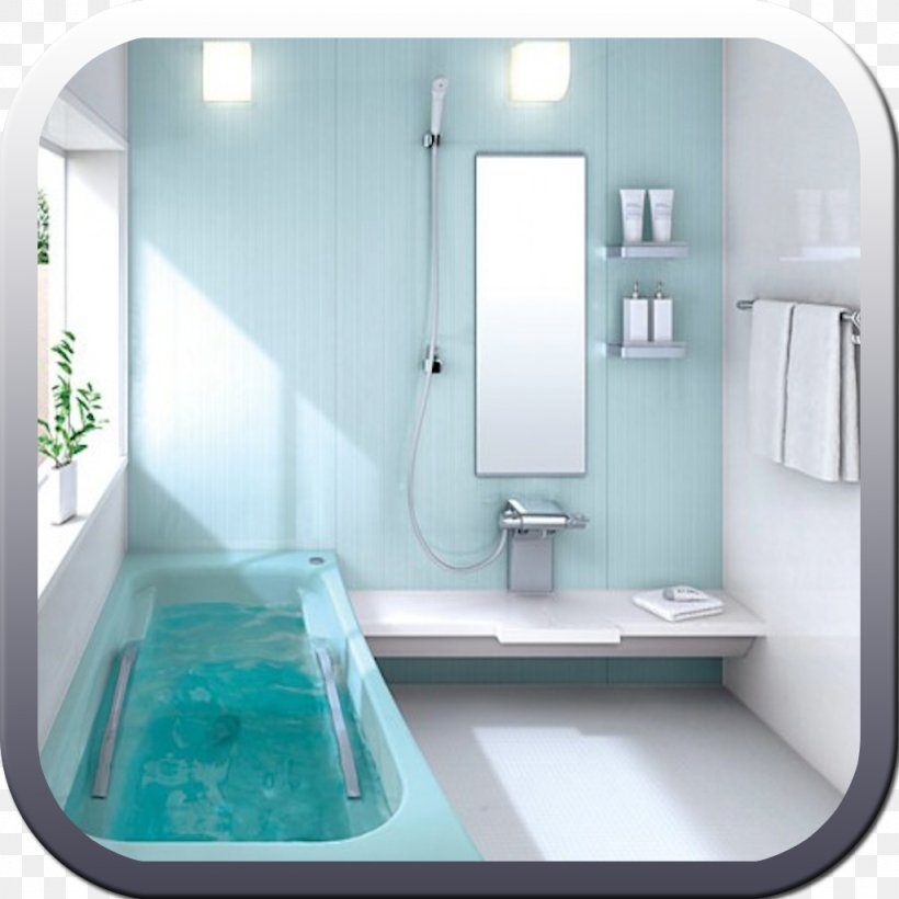 Bathroom Light Blue Interior Design Services, PNG, 1024x1024px, Bathroom, Bathroom Sink, Bathtub, Glass, House Download Free