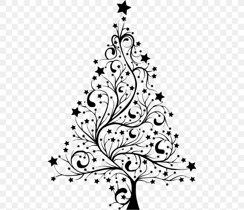 Christmas Tree Line Drawing, PNG, 500x705px, Christmas Tree, Blackandwhite, Branch, Christmas Day, Christmas Tree 22 Download Free