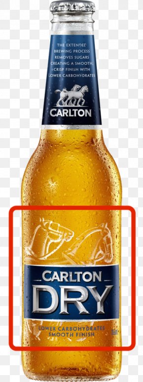 Red Text Box - Lager Carlton Draught Beer Bottle PNG