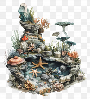 Tidepool - Coral Reef With Marine Life PNG
