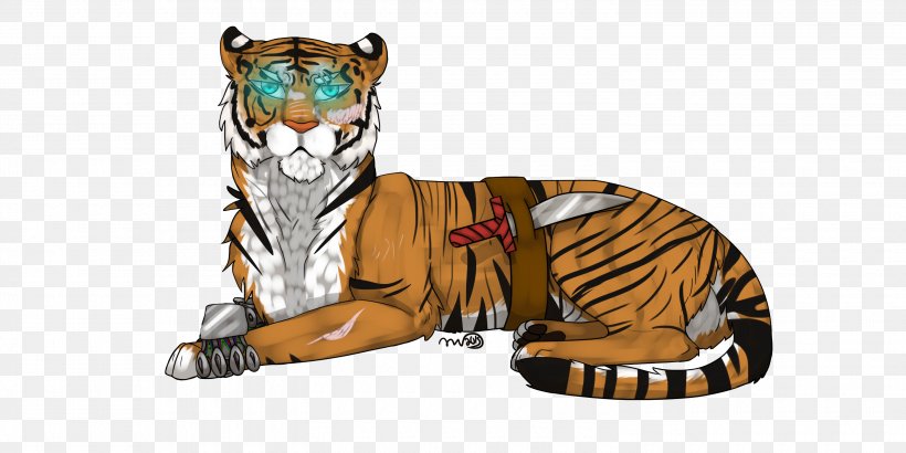 Tiger Big Cat Wildlife Character, PNG, 3000x1500px, Tiger, Big Cat, Big Cats, Carnivoran, Cartoon Download Free