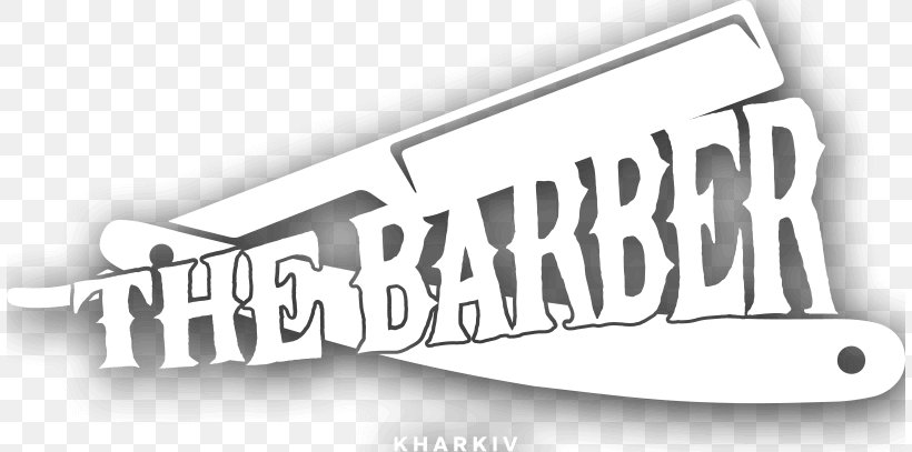 TheBarber Logo Hairdresser Brand, PNG, 808x407px, Logo, Area, Barber, Black And White, Brand Download Free