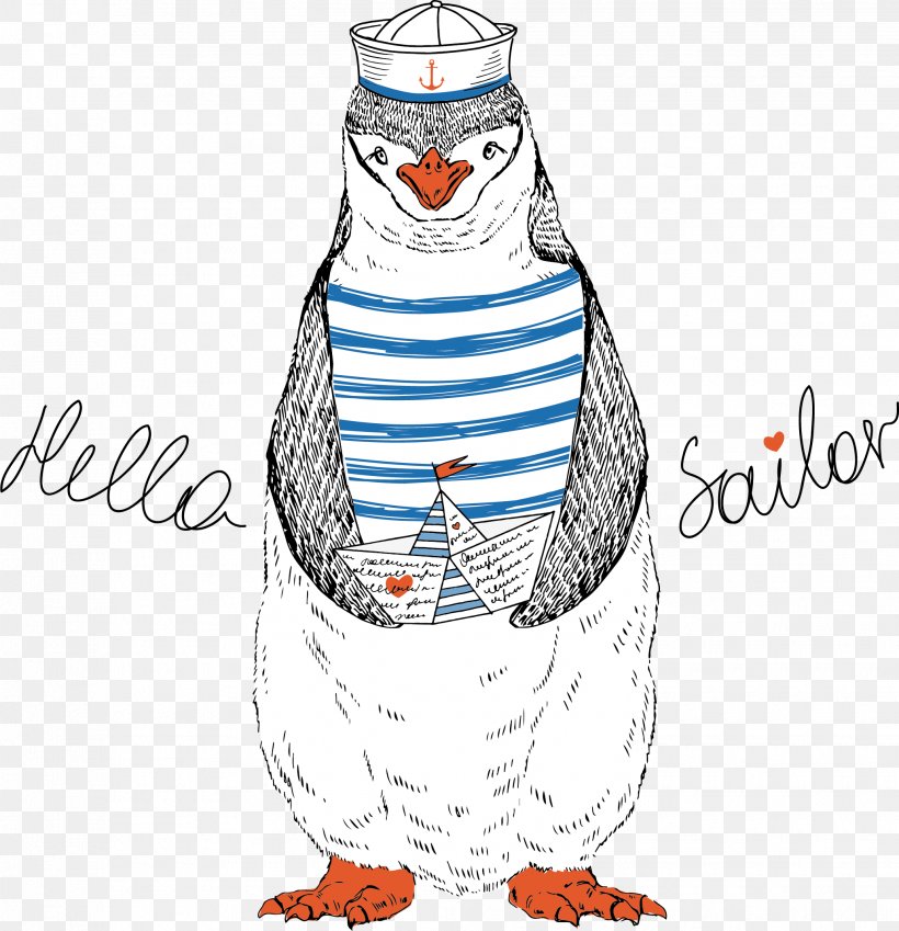 Penguin Sailor Vector, PNG, 2065x2140px, Penguin, Art, Beak, Bird, Clip Art Download Free