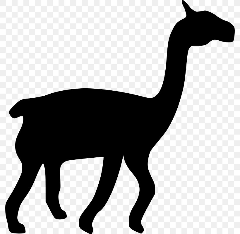 Llama Silhouette Drawing Clip Art, PNG, 784x800px, Llama, Animal Figure, Black And White, Camel, Camel Like Mammal Download Free