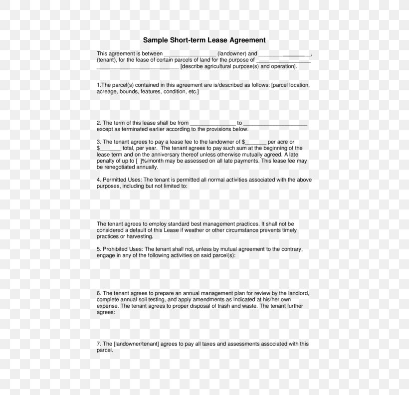 Rental Agreement Lease Contract Renting Template, PNG, 612x792px, Rental Agreement, Agricultural Land, Area, Building, Contract Download Free