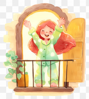Girl On Balcony - Happy Girl On Balcony PNG