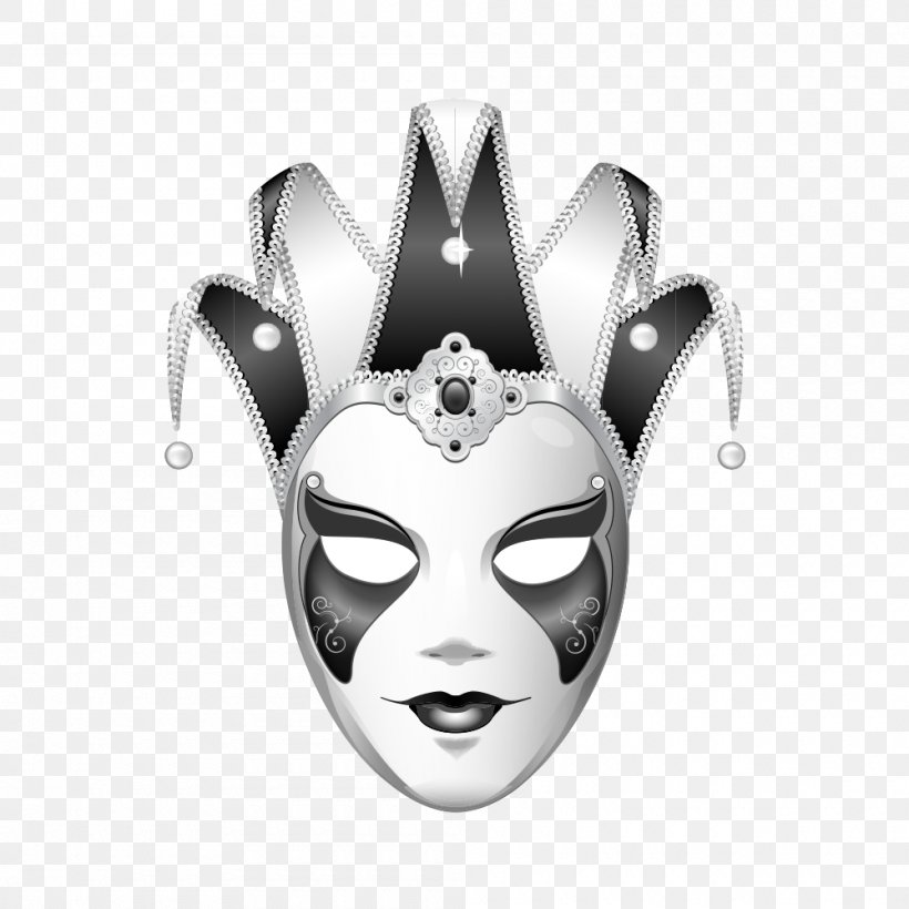 Joker Mask Black And White Jester, PNG, 1000x1000px, Joker, Black And White, Clown, Headgear, Jester Download Free