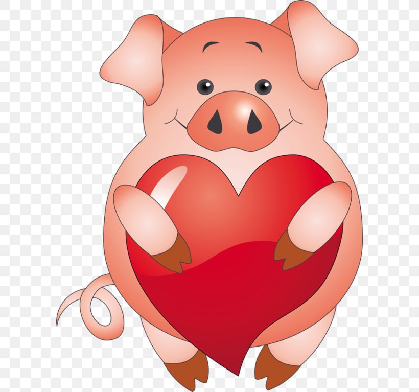 Pig Valentine's Day Clip Art, PNG, 600x767px, Watercolor, Cartoon, Flower, Frame, Heart Download Free