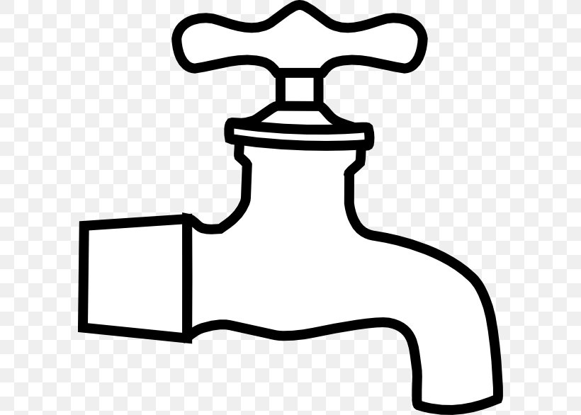 Tap Water Black And White Clip Art, PNG, 600x586px, Tap, Black, Black And White, Drinking Water, Line Art Download Free