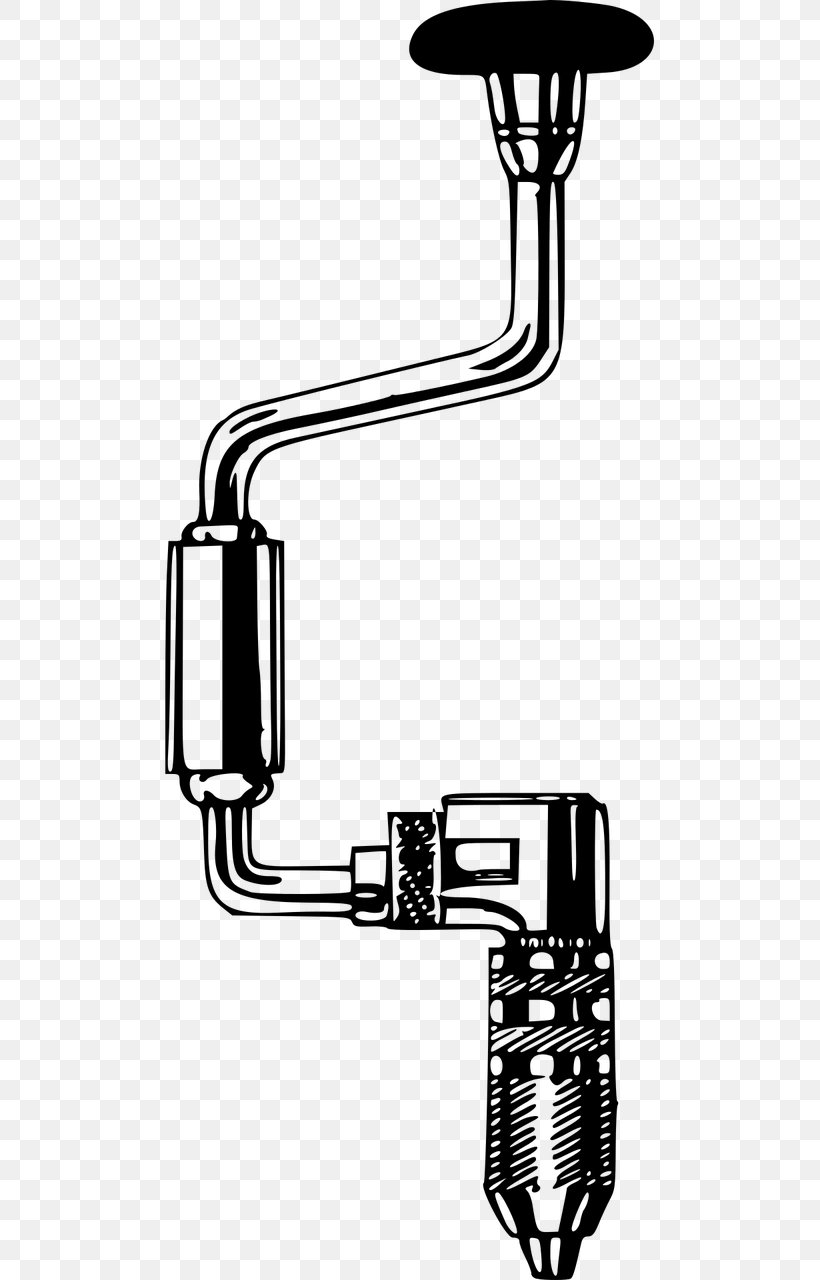 Hand Tool Augers Brace Clip Art, PNG, 640x1280px, Hand Tool, Augers, Bathroom Accessory, Black And White, Brace Download Free