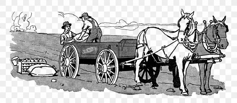 Mule Horse Harnesses Horse And Buggy Wagon, PNG, 1600x697px, Mule, Black And White, Carriage, Cart, Cartoon Download Free