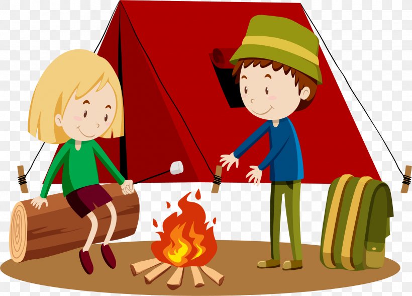 Illustration Clip Art Image Camping, PNG, 2425x1740px, Camping, Animation, Art, Bonfire, Boy Download Free