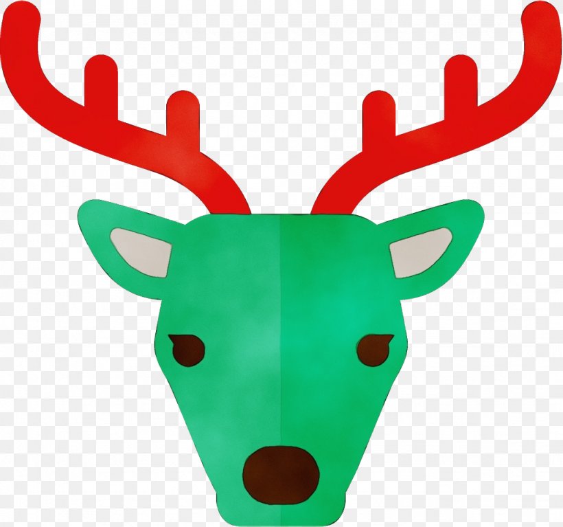 Reindeer, PNG, 1026x960px, Watercolor, Antler, Deer, Green, Horn Download Free