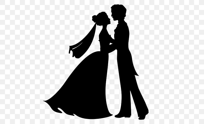 Wedding Invitation Bridegroom Silhouette Clip Art, PNG, 500x500px, Wedding Invitation, Artwork, Black, Black And White, Bride Download Free