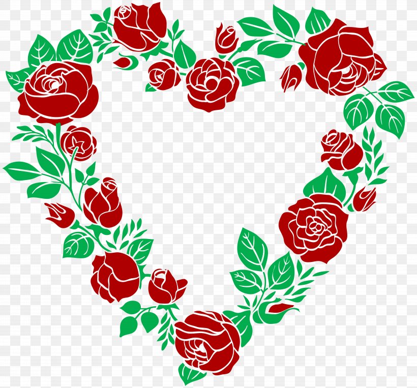 Heart Rose Desktop Wallpaper Clip Art, PNG, 8000x7445px, Heart, Artwork, Floral Design, Flower, Flowering Plant Download Free