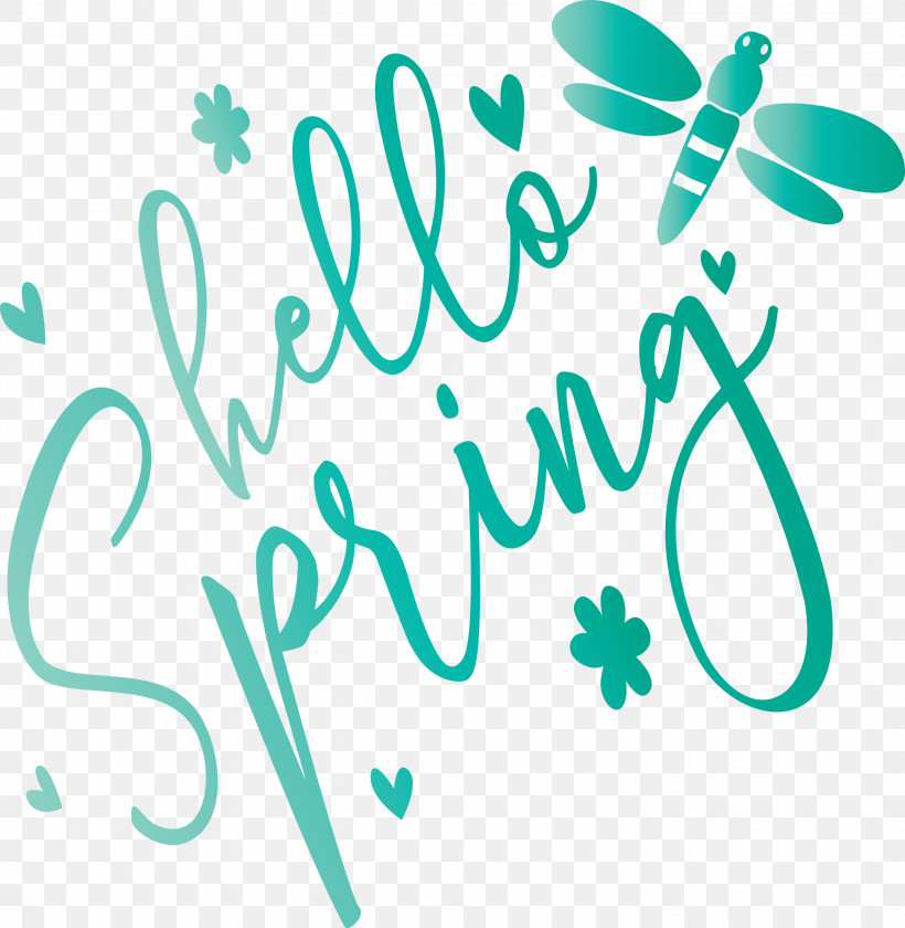 Hello Spring Spring, PNG, 2928x3000px, Hello Spring, Aqua, Calligraphy, Green, Leaf Download Free