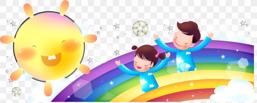 Child Cartoon Rainbow Illustration, PNG, 924x373px, Child, Advertising, Animation, Art, Balloon Download Free