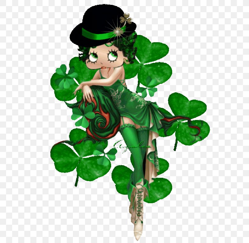 Betty Boop Saint Patrick's Day Ireland Shamrock Drawing, PNG, 600x800px, Betty Boop, Animated Film, Cartoon, Drawing, Fictional Character Download Free