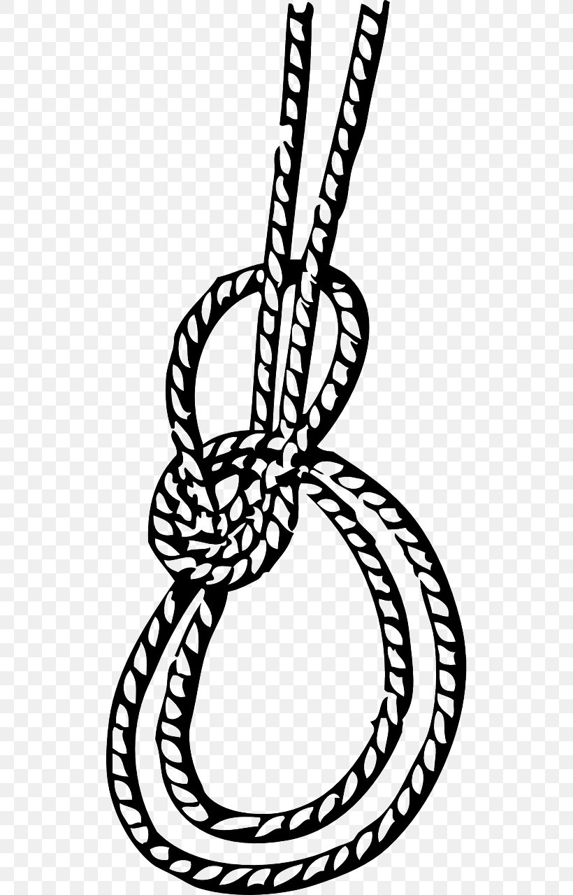 Bowline On A Bight Knot Running Bowline, PNG, 640x1280px, Bowline, Bight, Black And White, Body Jewelry, Bowline On A Bight Download Free