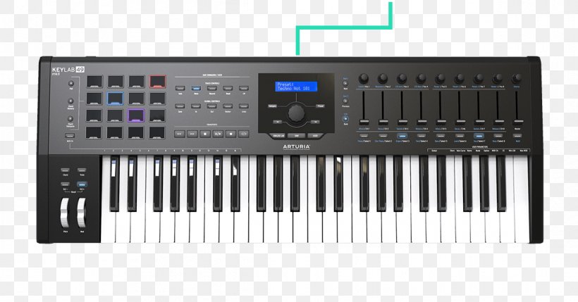 Arturia Keylab-MKII-49 MIDI Controllers MIDI Keyboard, PNG, 1192x624px, Arturia, Analog Synthesizer, Arturia Keylabmkii49, Audio Receiver, Controller Download Free