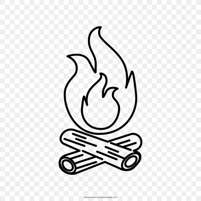 black and white campfire clipart