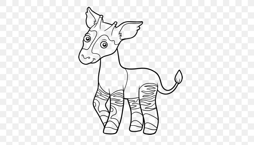 Okapi Coloring Book Giraffe, PNG, 600x470px, Okapi, Animal Coloration, Animal Figure, Artwork, Black And White Download Free