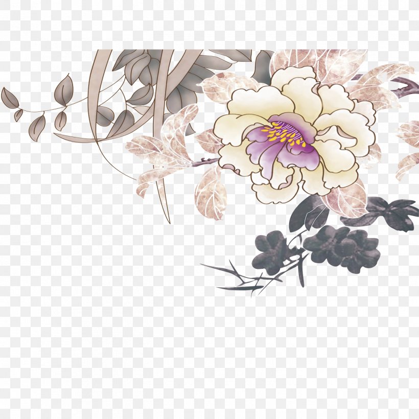Floral Design Drawing Room Living Room, PNG, 1417x1417px, Floral Design, Artificial Flower, Chinese Painting, Cut Flowers, Designer Download Free