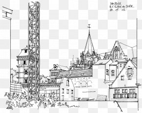 Cartoon Scene Artwork - Technical Drawing Architecture Building PNG