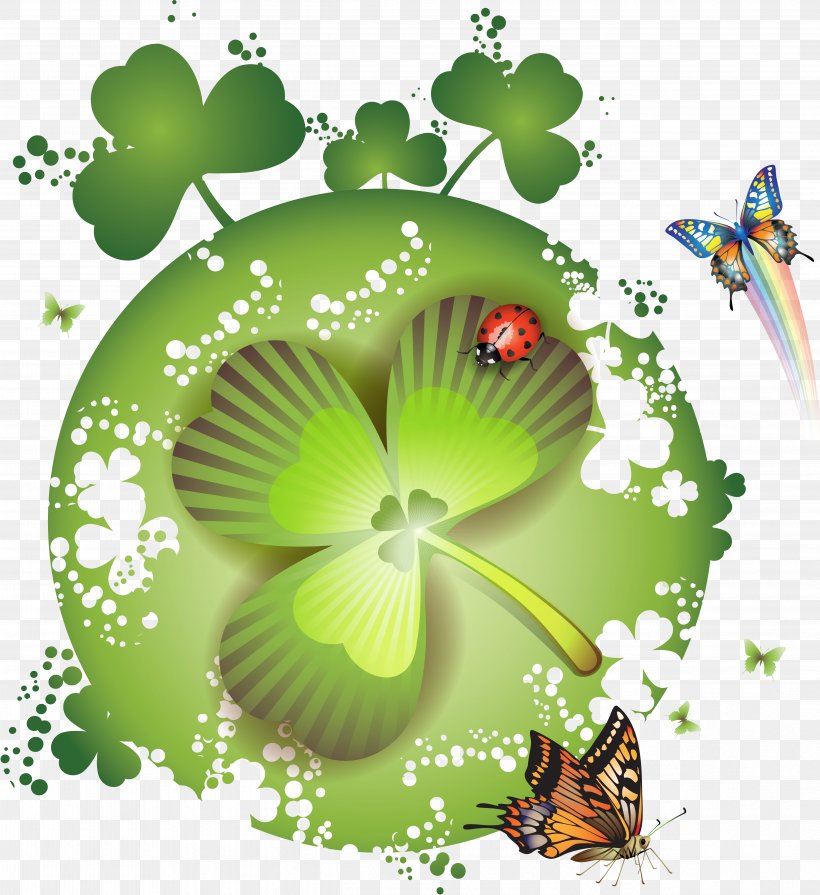 Four-leaf Clover Saint Patrick's Day Clip Art, PNG, 4871x5322px, Fourleaf Clover, Butterfly, Clover, Color, Flora Download Free