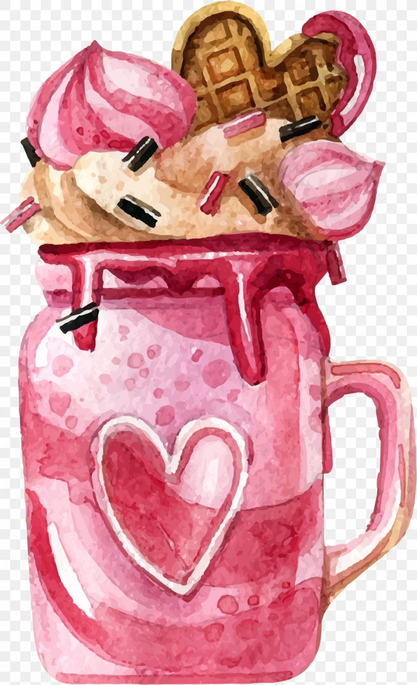Vector Hand-painted Watercolor Dessert, PNG, 998x1639px, Milkshake, Dessert, Drink, Drinking, Drinkware Download Free