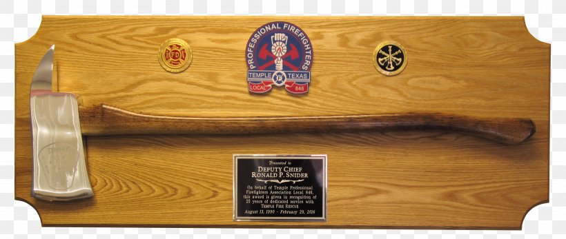 Firefighter Axe Fire Department Tool Eagle Engraving, Inc., PNG, 3834x1625px, Firefighter, Axe, Brass, Chrome Plating, Commemorative Plaque Download Free