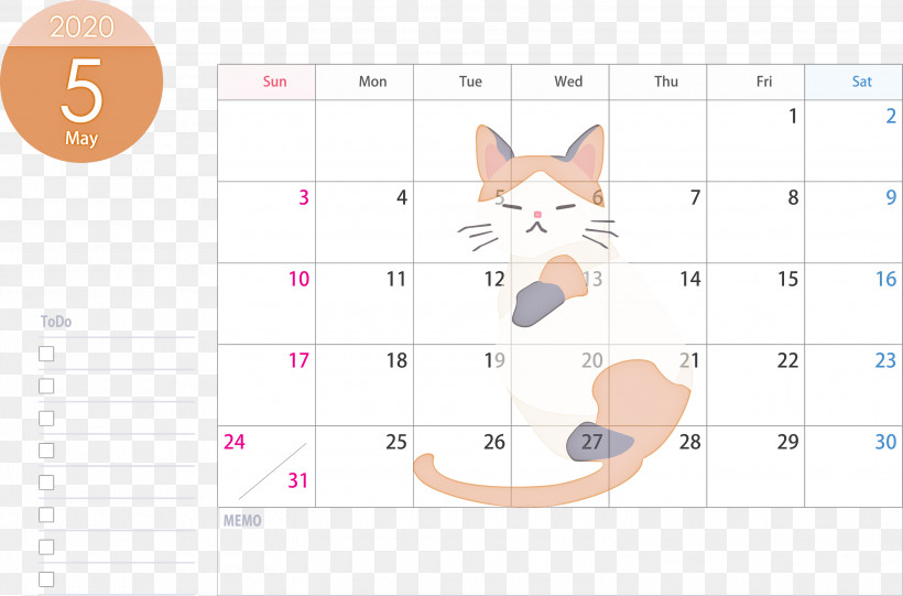 May 2020 Calendar May Calendar 2020 Calendar, PNG, 3000x1982px, 2020 Calendar, May 2020 Calendar, Cat, Circle, Diagram Download Free