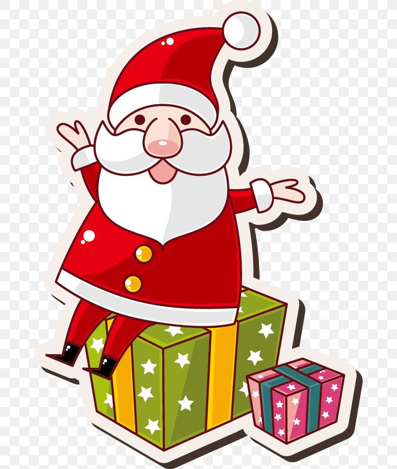 Santa Claus Christmas Card New Year Cartoon, PNG, 679x968px, Santa Claus, Area, Artwork, Cartoon, Christmas Download Free