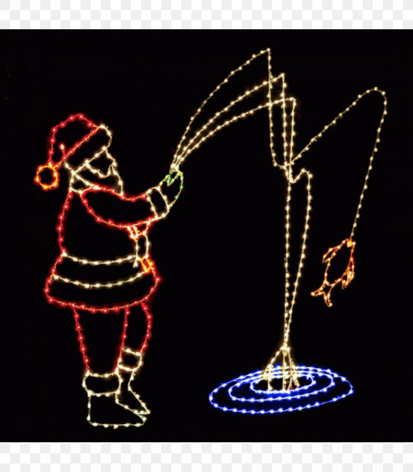 Santa Claus Christmas Lights Reindeer Fishing, PNG, 875x1000px, Santa Claus, Christmas, Christmas Decoration, Christmas Lights, Decor Download Free