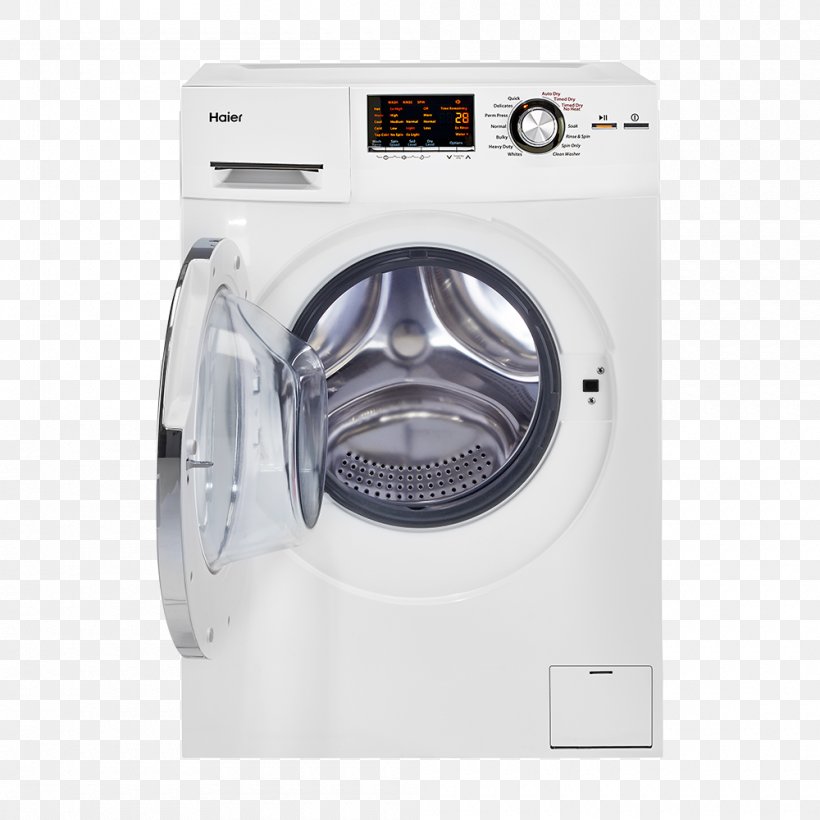 Combo Washer Dryer Clothes Dryer Washing Machines Home Appliance Haier, PNG, 1000x1000px, Combo Washer Dryer, Clothes Dryer, Electricity, Electrolux, Fabric Softener Download Free