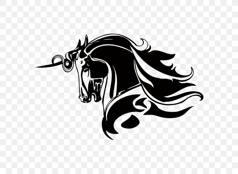 Unicorn Horse T-shirt Sticker Fairy, PNG, 600x600px, Unicorn, Black, Black And White, Centaur, Dragon Download Free