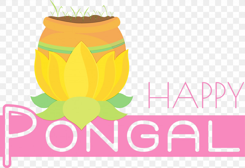 Logo Yellow Meter Line Fruit, PNG, 3000x2069px, Pongal, Fruit, Happy Pongal, Line, Logo Download Free