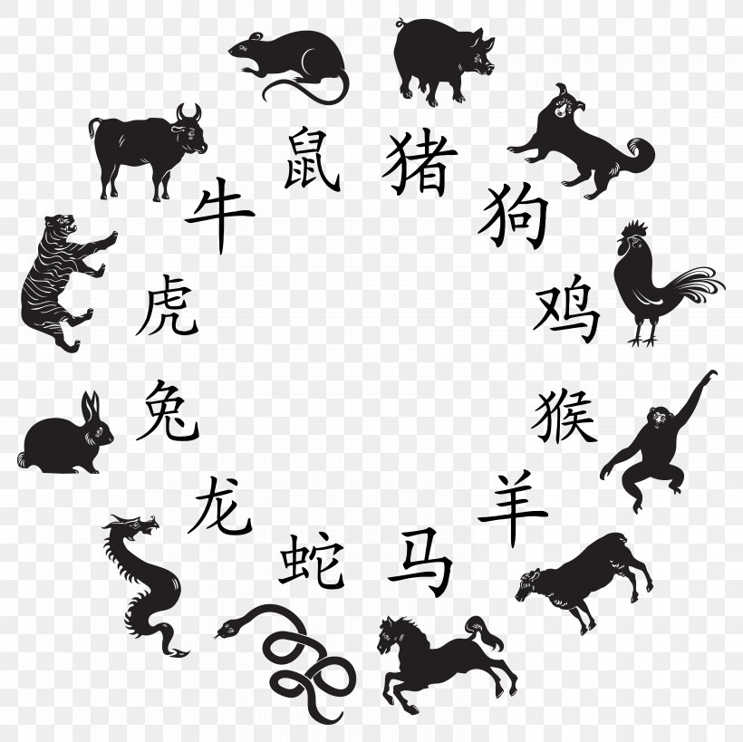 Chinese Zodiac Horoscope Chinese Astrology Clip Art, PNG, 6390x6385px, Chinese Zodiac, Astrological Sign, Astrology, Black, Black And White Download Free