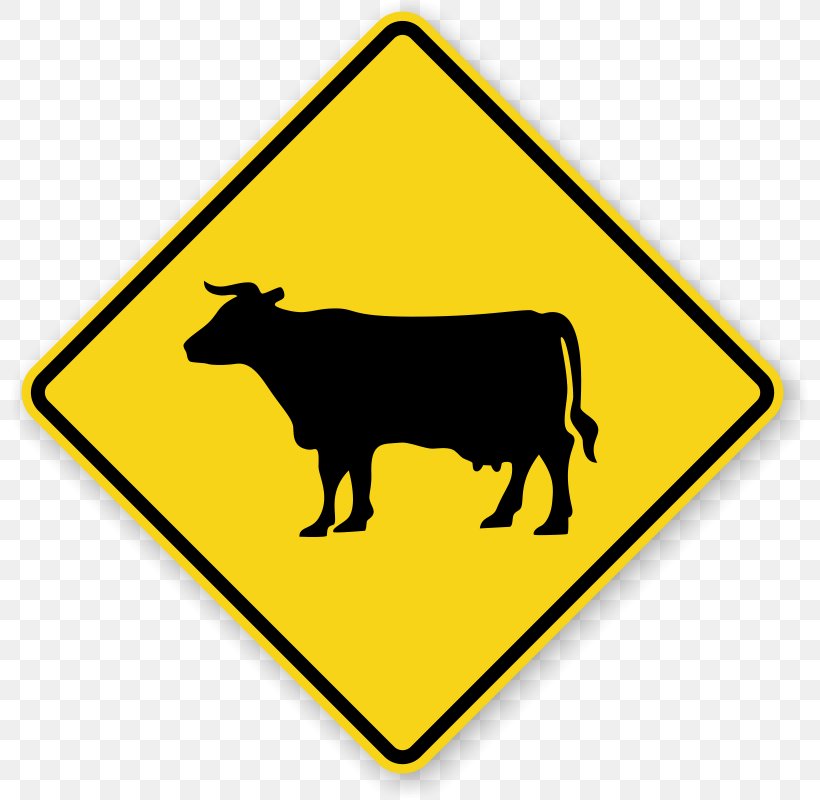 Cattle Sheep Water Buffalo Traffic Sign Warning Sign, PNG, 800x800px, Cattle, Area, Black And White, Bull, Cattle Like Mammal Download Free