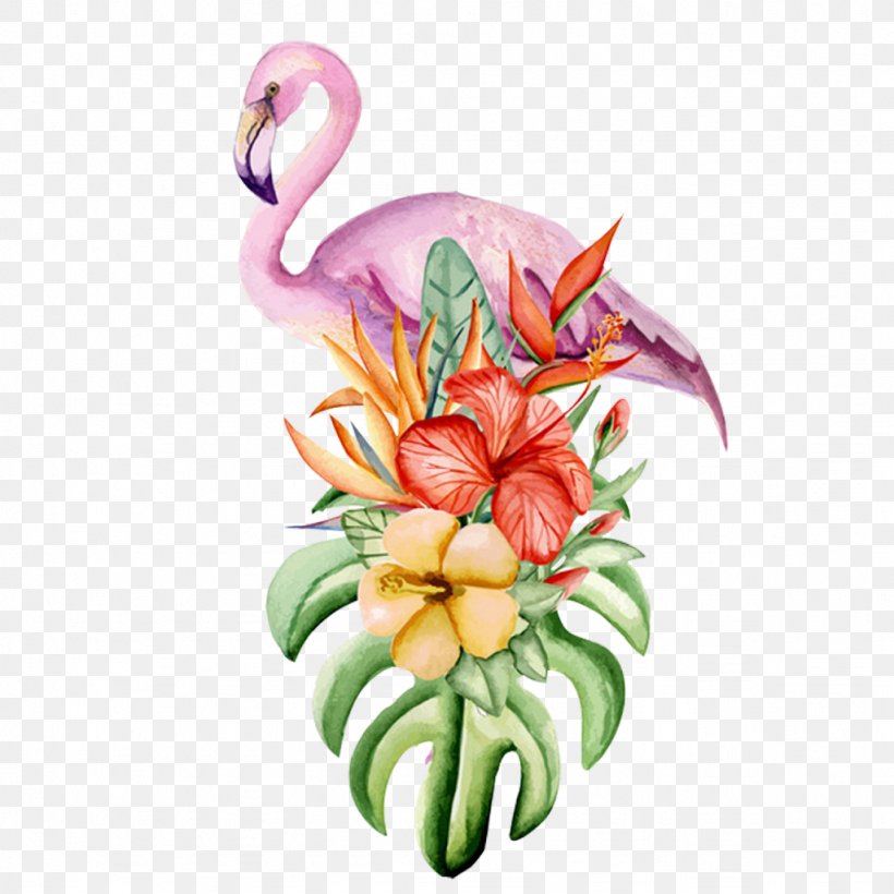Drawing Vector Graphics Flamingo Watercolor Painting, PNG, 1024x1024px, Drawing, Art, Beak, Bird, Cut Flowers Download Free