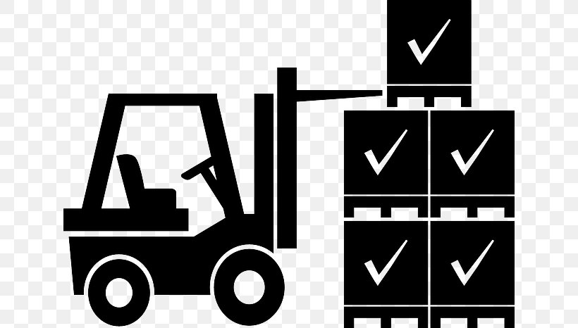 Forklift Warehouse Logistics Clip Art, PNG, 640x466px, Forklift, Black, Black And White, Brand, Cargo Download Free