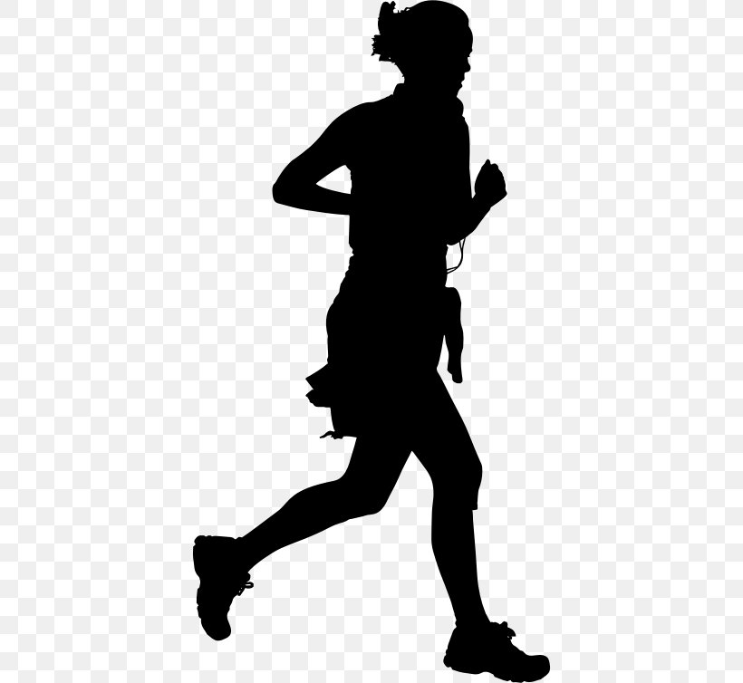 Jogging Silhouette Running Clip Art, PNG, 396x754px, Jogging, Arm, Black And White, Footwear, Human Behavior Download Free