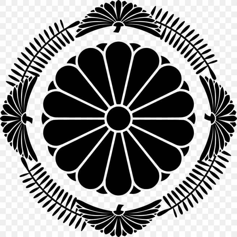 Emperor Of Japan Mon Imperial House Of Japan Crest, PNG, 1200x1200px, Emperor Of Japan, Automotive Tire, Black, Black And White, Coat Of Arms Download Free