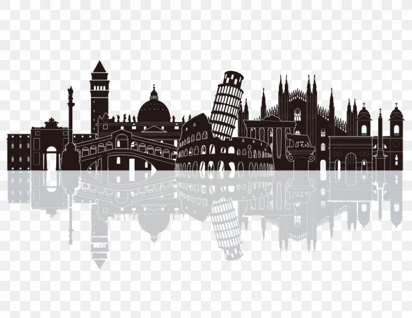 Milan Skyline Silhouette Illustration, PNG, 842x652px, Milan, Architecture, Black And White, City, Drawing Download Free