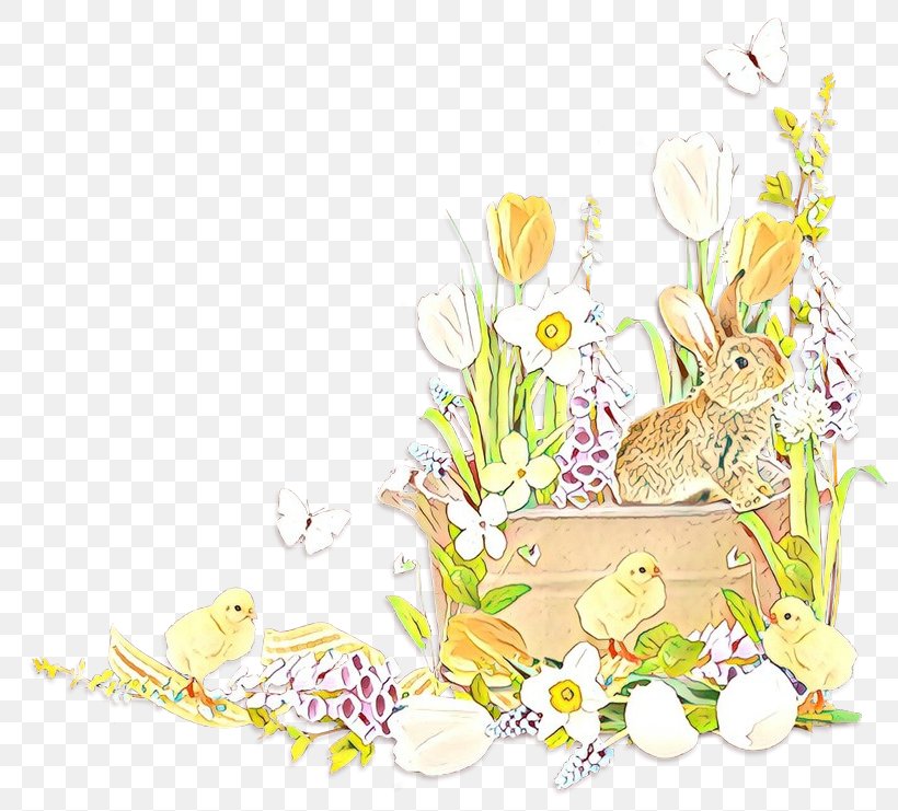 Floral Design Easter Bunny Hare Cut Flowers, PNG, 800x741px, Floral Design, Branching, Cut Flowers, Easter, Easter Bunny Download Free