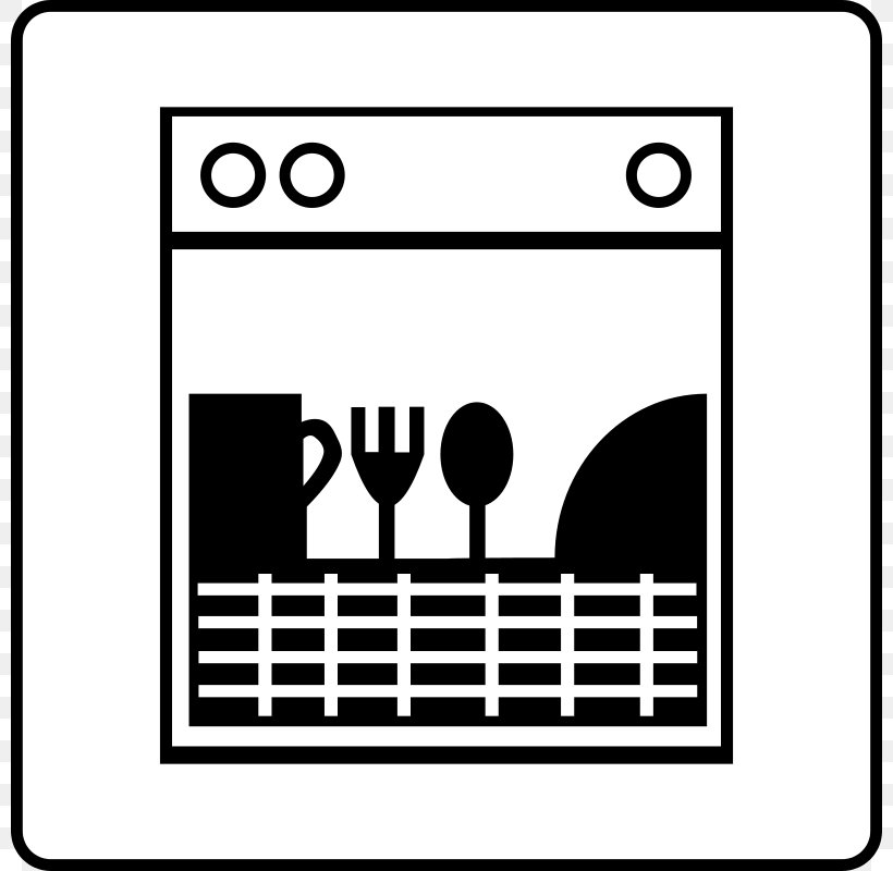 Dishwasher Tableware Clip Art, PNG, 800x800px, Dishwasher, Area, Black, Black And White, Brand Download Free