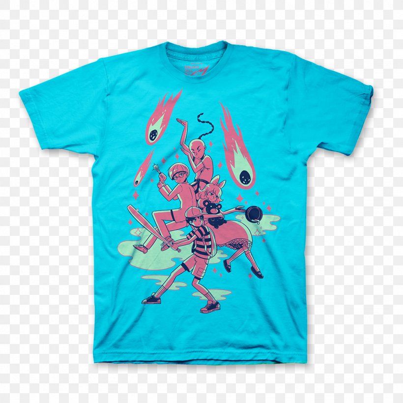 EarthBound Mother Printed T-shirt Clothing, PNG, 1024x1024px, Earthbound, Active Shirt, Aqua, Blue, Clothing Download Free